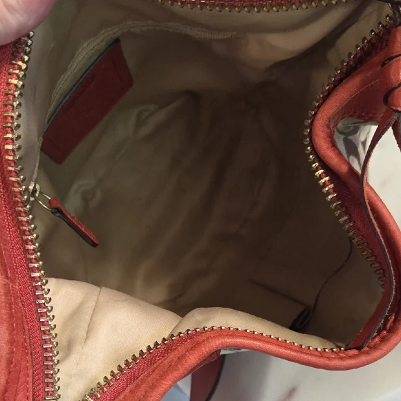 Coach Monogram Canvas Shoulder Bag with Red Leather Trim Vintage - Picture 12 of 13